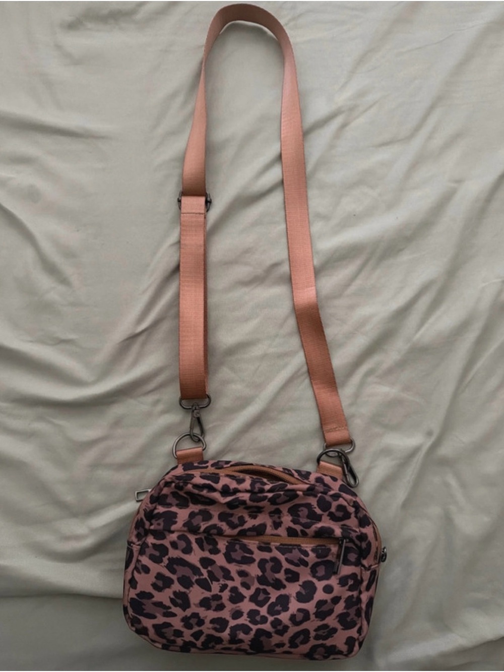 Pink Leopard Crossbody Bag with Adjustable Strap